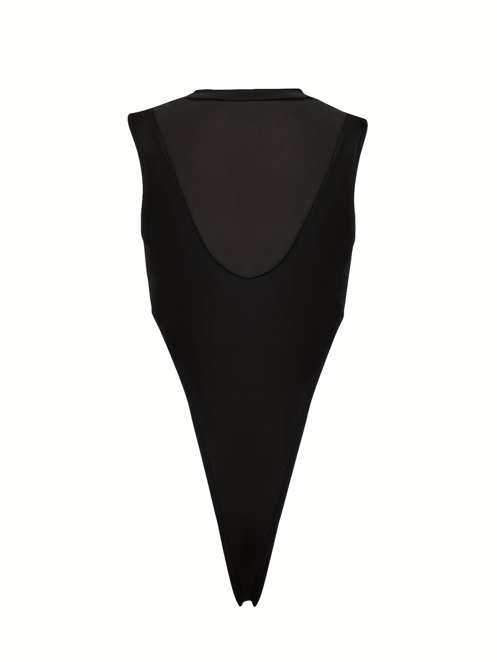 Elegant V-Neck Sheer Bodysuit | Summer New Arrival, Sexy Slim Fit, Solid Color, Fashion Street Style - Black