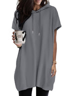 3pcs Set Women's Fashionable Hooded Top, Casual Loose-fit Hoodie, Basic Women's Shirt, Elegant and Comfortable Short-sleeve Long T-shirt - Mixed colors