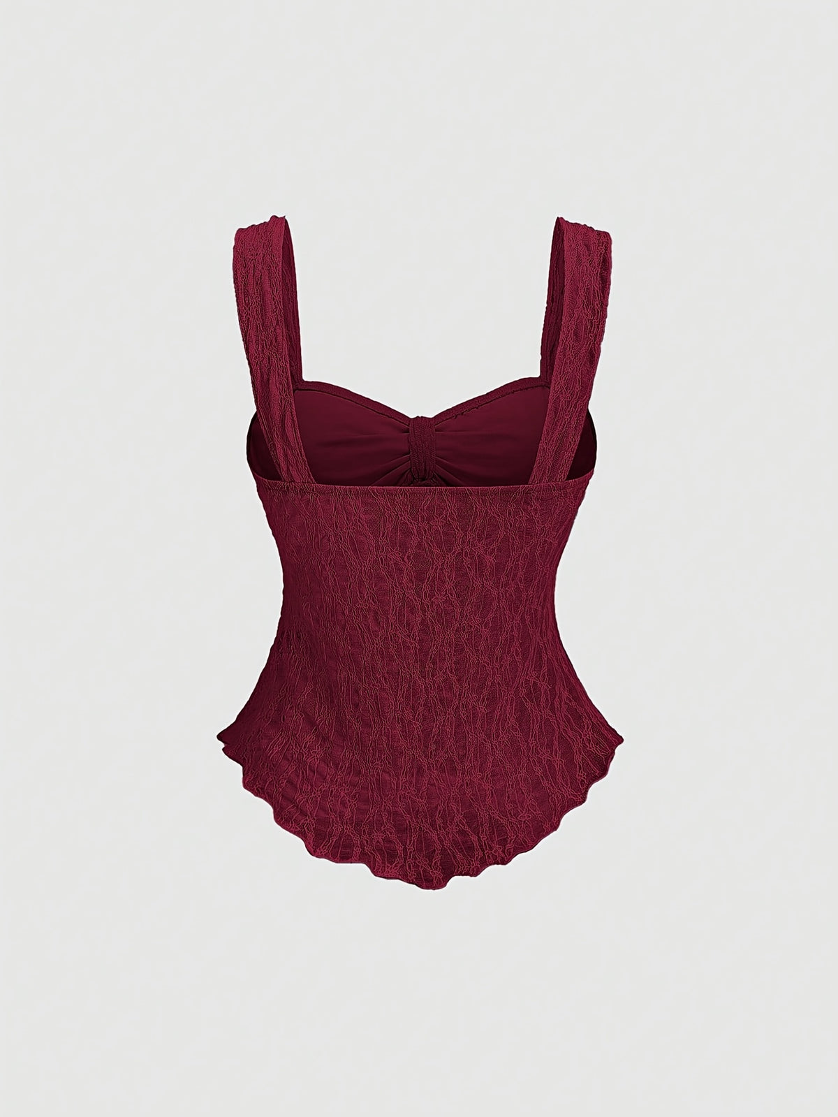 Women'S New Spring/Summer Wide-Strap Bow-Tie, Stretch Textured Fabric Top, Slim Fit, Sweet And Fashionable, Suitable for Dating, Daily Wear - Burgundy