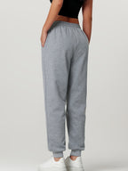 Winter Women'S Athletic Long Pants, Fleece-Lined Thick Casual Trousers with Elastic Waist And Ankle-Cinching Design - Grey
