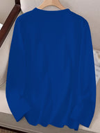 3pcs Long Sleeve Solid Color Women'S T-Shirts, Casual Holiday Outing Versatile Fall Winter Top Round Neck - 2 Black + 1 Blue