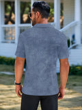 Men's Waffle Knit Polo Short Sleeve Shirt, New Summer Style, Half-Zip with Small Lapel, Loose Fit for a Slimming Effect, Comfortable and Breathable, Versatile Top for Daily Outings and Commuting - Mixed colors
