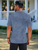 Men's Waffle Knit Polo Short Sleeve Shirt, New Summer Style, Half-Zip with Small Lapel, Loose Fit for a Slimming Effect, Comfortable and Breathable, Versatile Top for Daily Outings and Commuting - Mixed colors