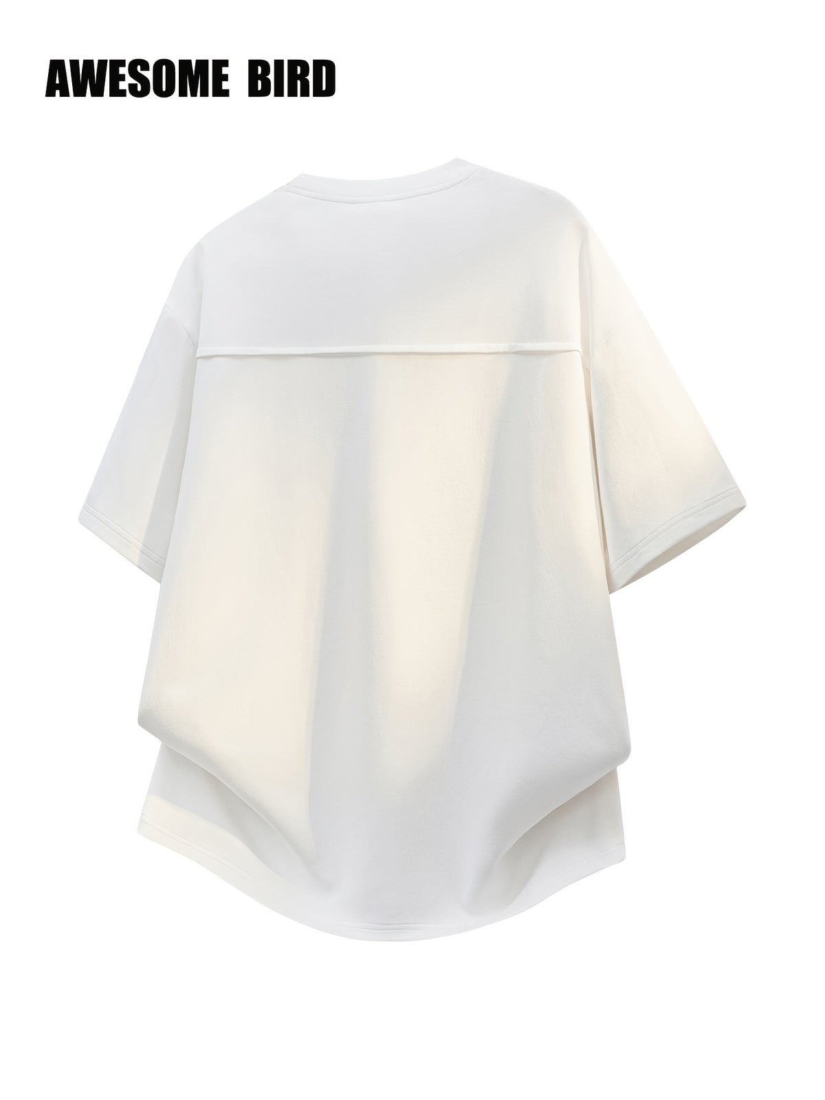 American-style Heavyweight Deconstructed Rivet-Patch Short-Sleeve T-Shirt for Men, Summer Lightweight Fiber Fabric Quick-Dry Loose Fit Tee - White