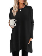 Women'S Fashion Long Sleeve Top And T-Shirt 2pcs Set, Elegant Comfortable Pocket Basic Shirt Loose Casual Round Neck Long Sleeve T-Shirt - Mixed colors