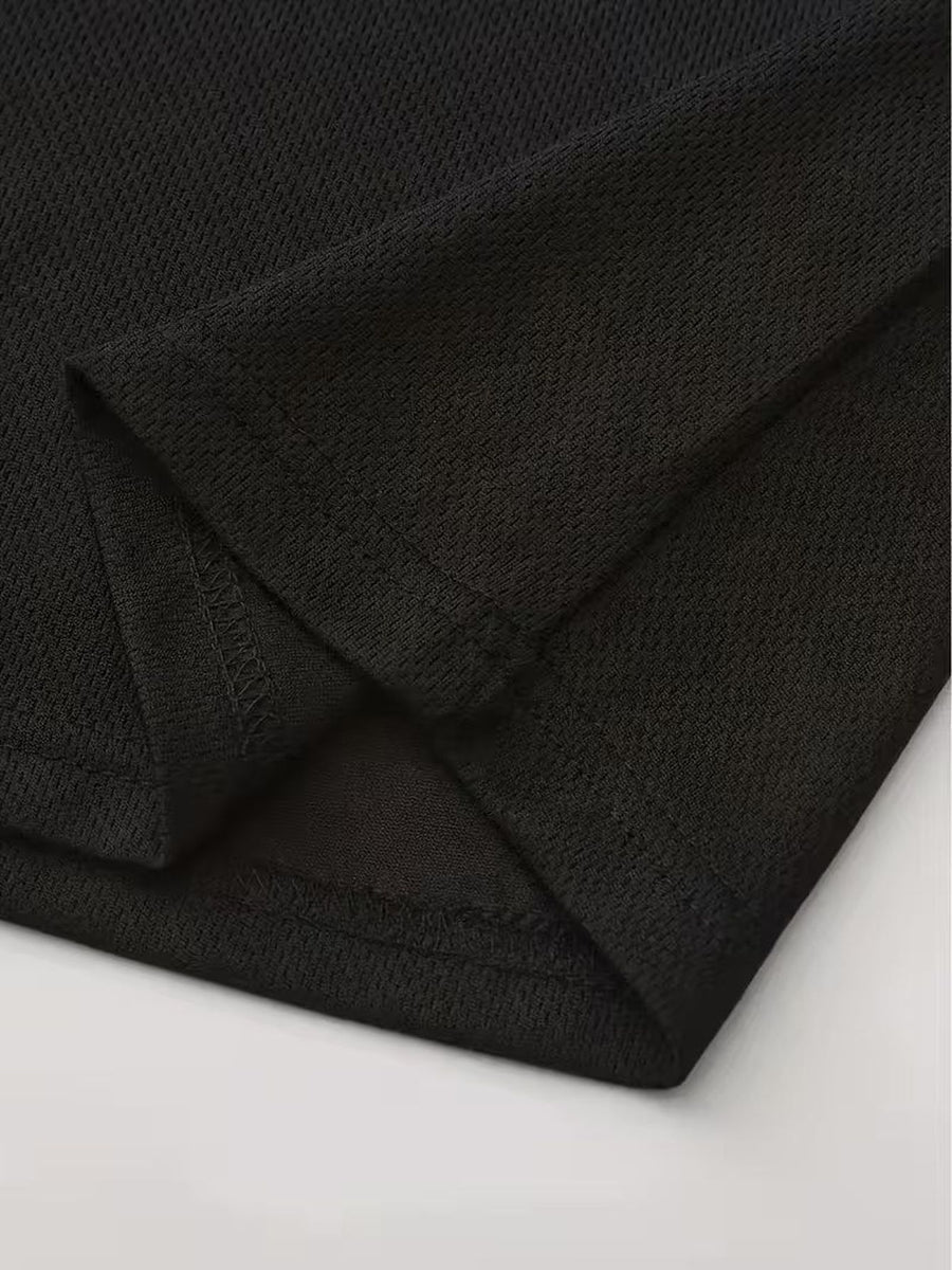 Men'S Versatile Fashion T-Shirt, Unisex Comfortable Short Sleeve Tee, Mesh Breathable Short Sleeve - Black