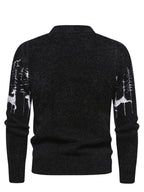 SENMEIGUO New Autumn And Winter Men'S Knitted Warm Sweater with Fashionable Patterns, Casual And Versatile, Semi High Neck And Versatile, Lazy Style Top - Black