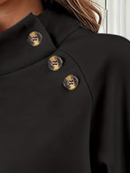 Women'S Fashion High-Neck Sweatshirt - Black