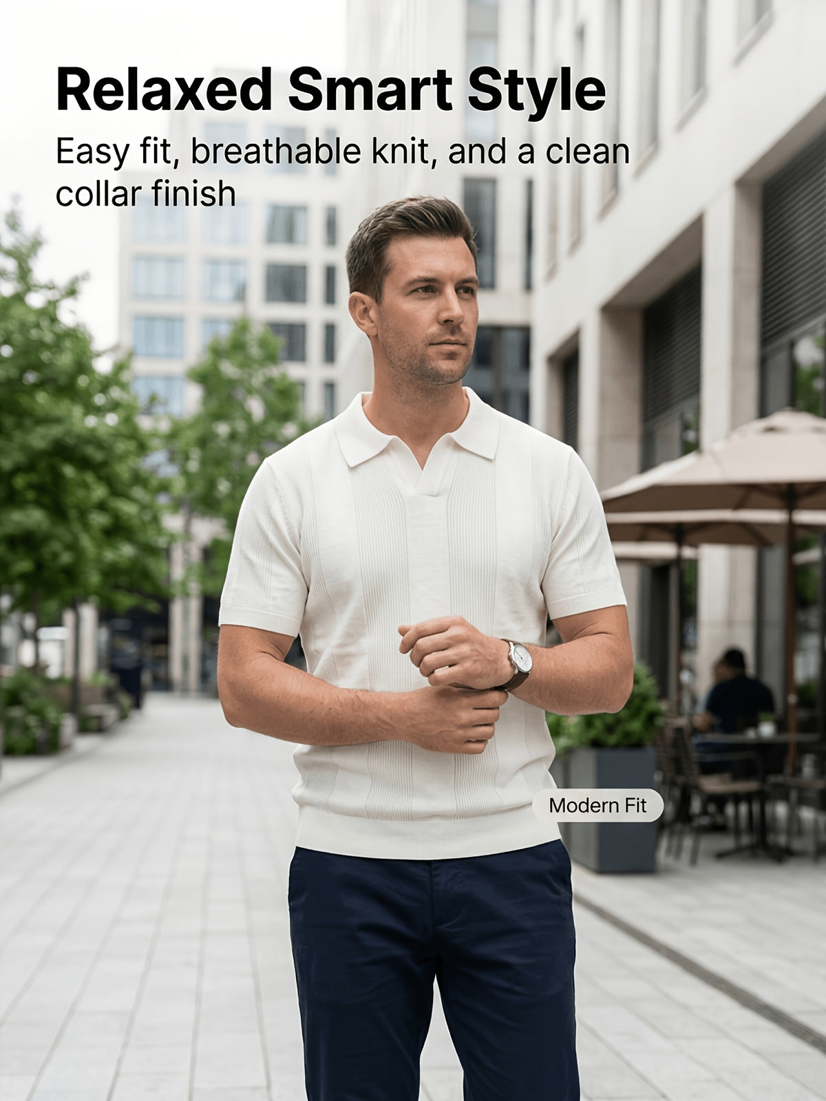 Men'S 3pcs Old Money Johnny Collar Vertical Textured Knit Polo Shirts, Breathable Casual Short Sleeve Tops, Multi-Color Set for Business Golf Vacation Summer Wear - Navy Blue-Wine Red-White