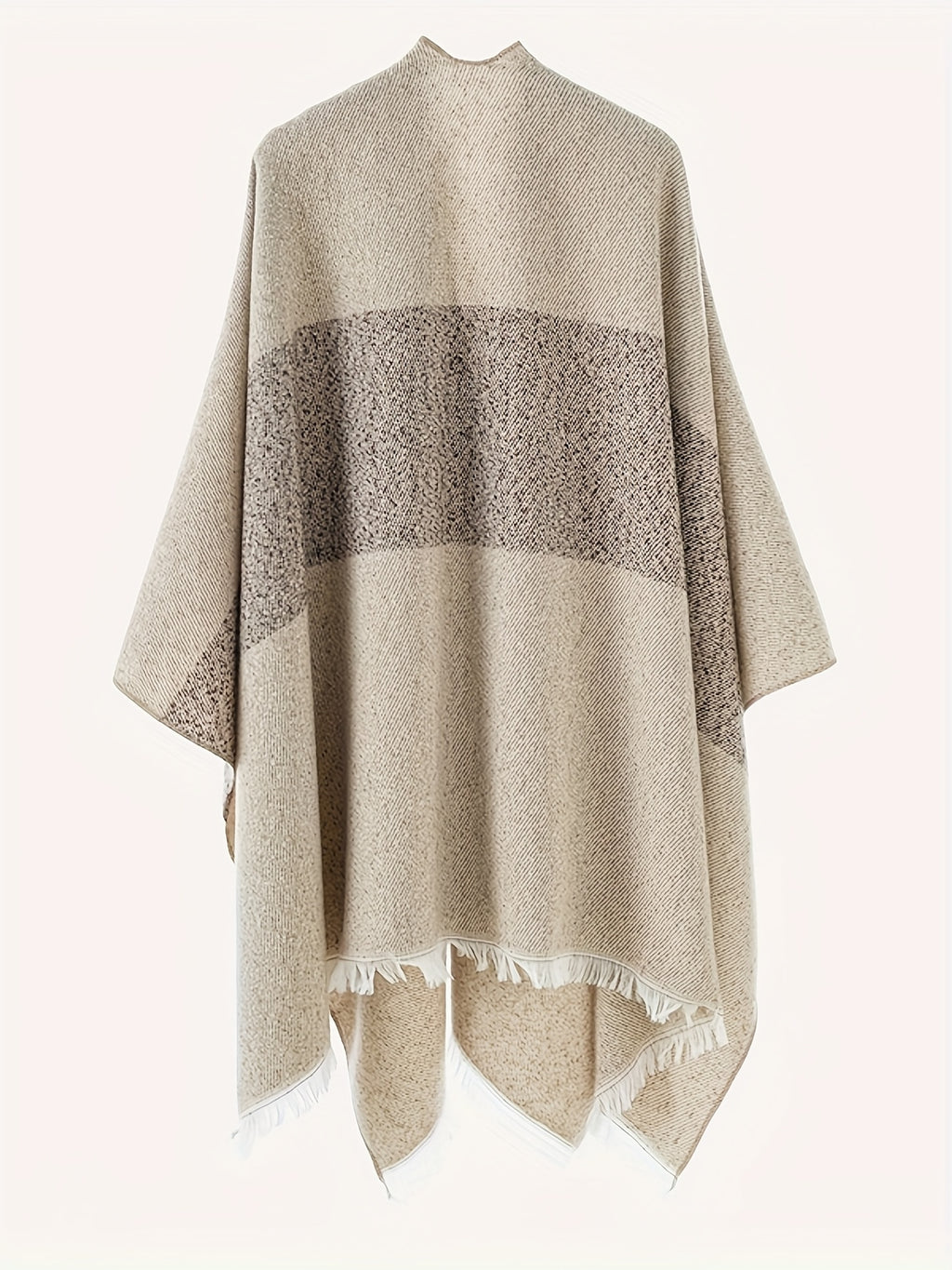 New Striped Asymmetrical Shawl Coat, Perfect Autumn Gift for Women - Khaki