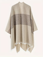 New Striped Asymmetrical Shawl Coat, Perfect Autumn Gift for Women - Khaki