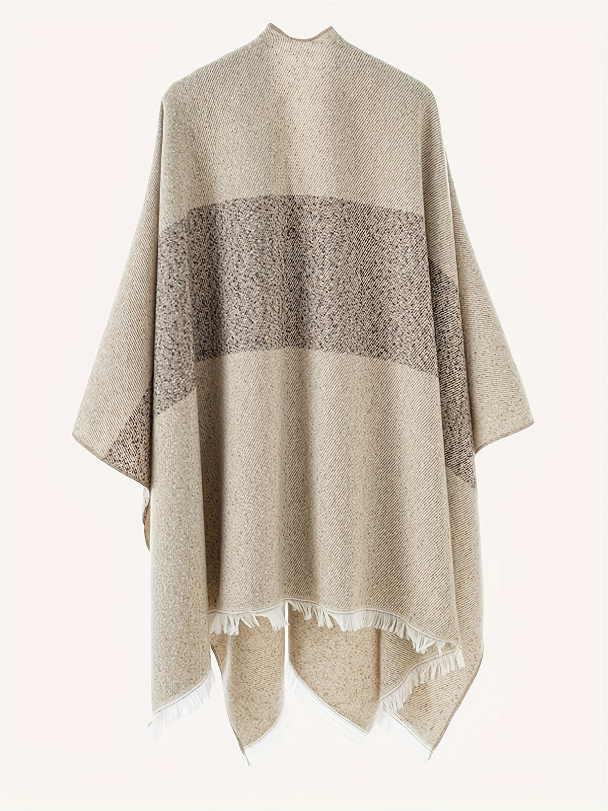 New Striped Asymmetrical Shawl Coat, Perfect Autumn Gift for Women - Khaki