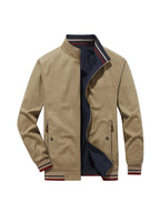 Reversible Stand-Up Collar Jacket, Spring/Autumn Casual Easy Men'S Versatile Outerwear - Khaki