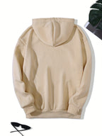 Women's Fashion Four Flower Print Casual Hooded Sweatshirt - Khaki