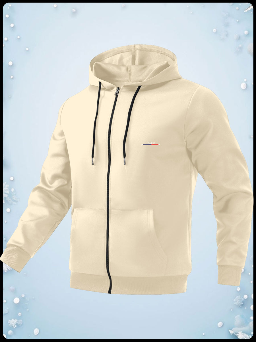 Fashion Casual Print Hoodie Jacket - Apricot