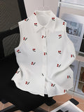 Cherry Sleeveless Vest Women'S Summer Outerwear Design Niche Age-Reducing Shirt Loose Top - Mixed colors