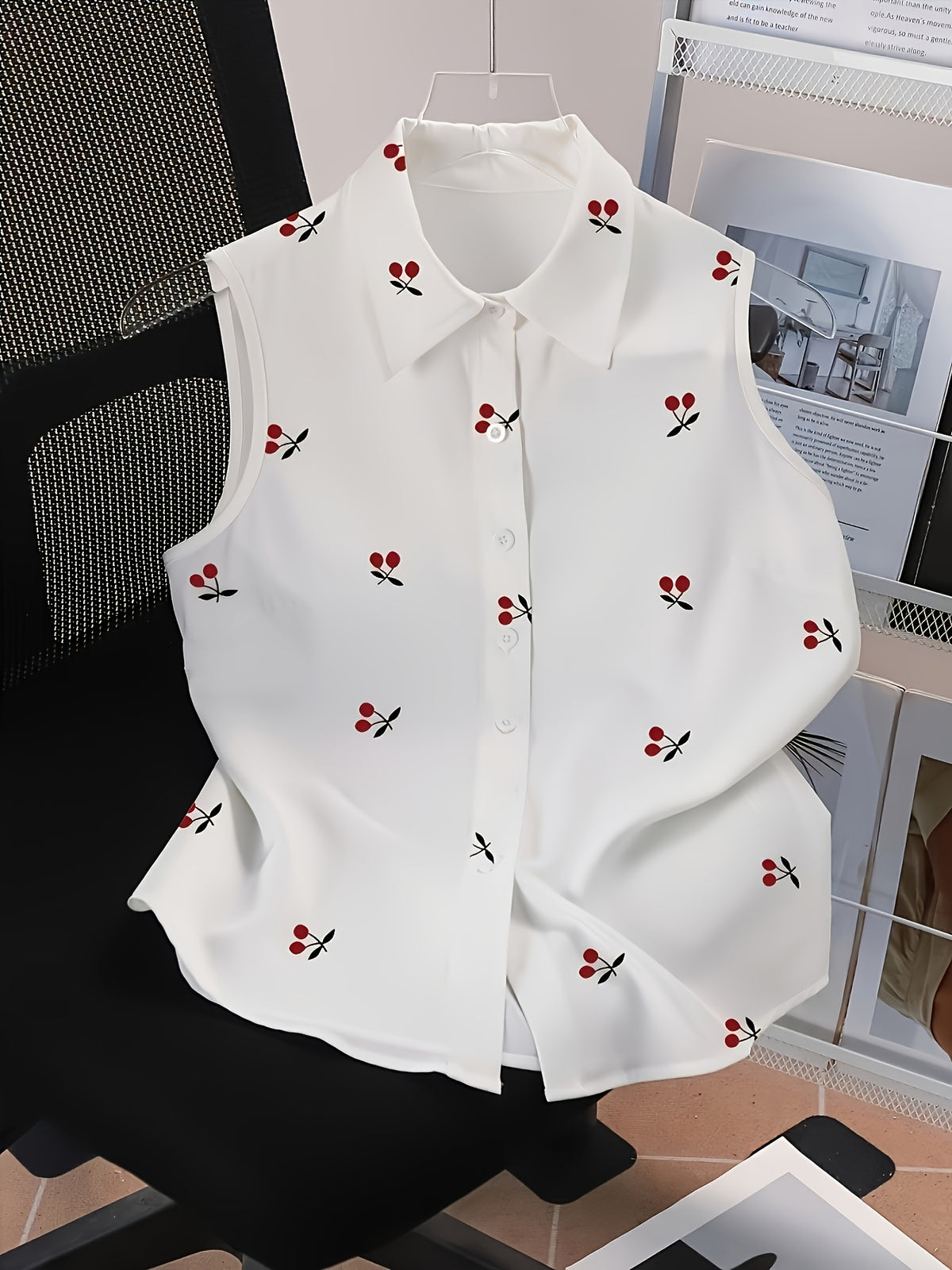 Cherry Sleeveless Vest Women'S Summer Outerwear Design Niche Age-Reducing Shirt Loose Top - Mixed colors