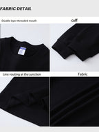 Spring and Autumn New Trendy Printed Long-Sleeve T-Shirt for Men, Heavy-Weight Cotton Casual Loose Breathable Outdoor Sports Top - Black