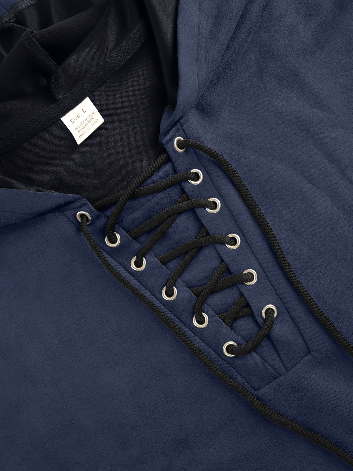 Men'S Drawstring Hooded Sweatshirt, Faux Texture Long Sleeve Hooded Top with Zipper Pockets, Casual Street Style Daily Wear, Gift Idea - Navy Color