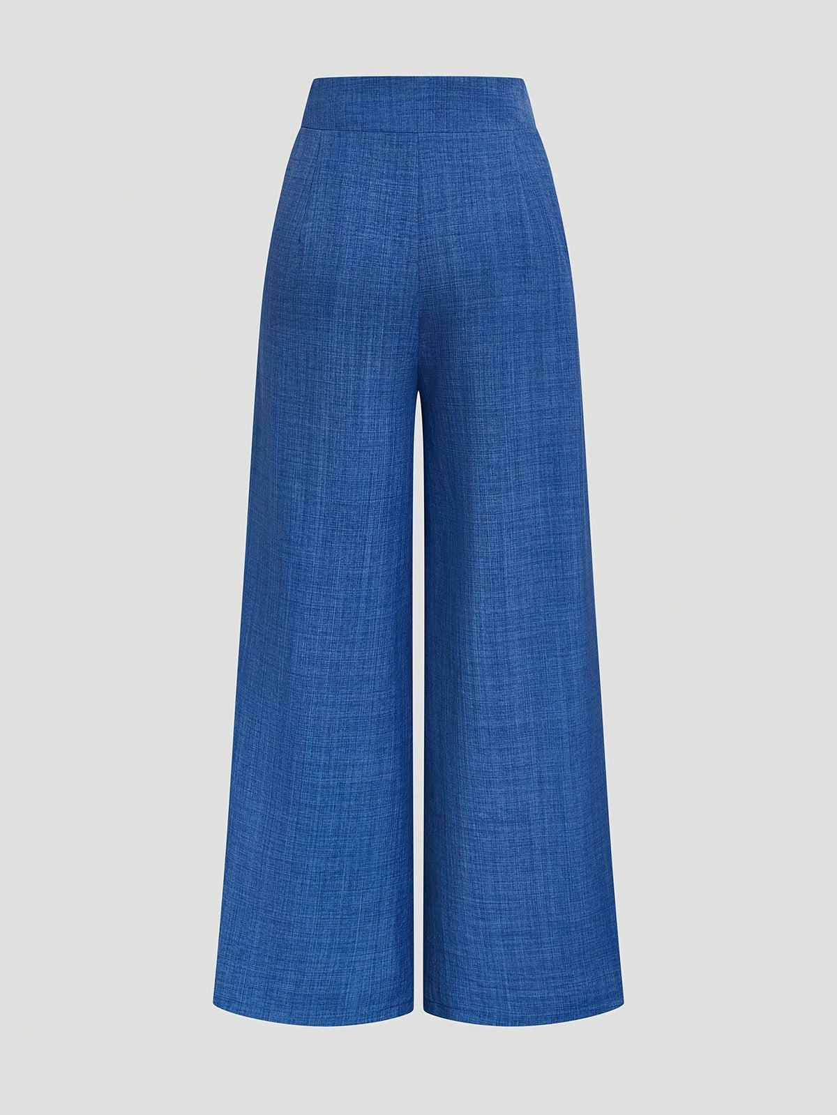 Women's Elegant Korean-Style High-Waist Wide-Leg Trousers - Straight-Leg Pants with Button Pocket Design, Solid Color Suitable for Commuting, Office, Casual Wear, All-Season Machine Washable Wide Pants (No Transparency) - Blue