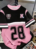 - Women's Round Neck Printed Jersey T-- Round Neck Casual Top- Lightweight Jersey T-Suitable for All Seasons - Mixed colors