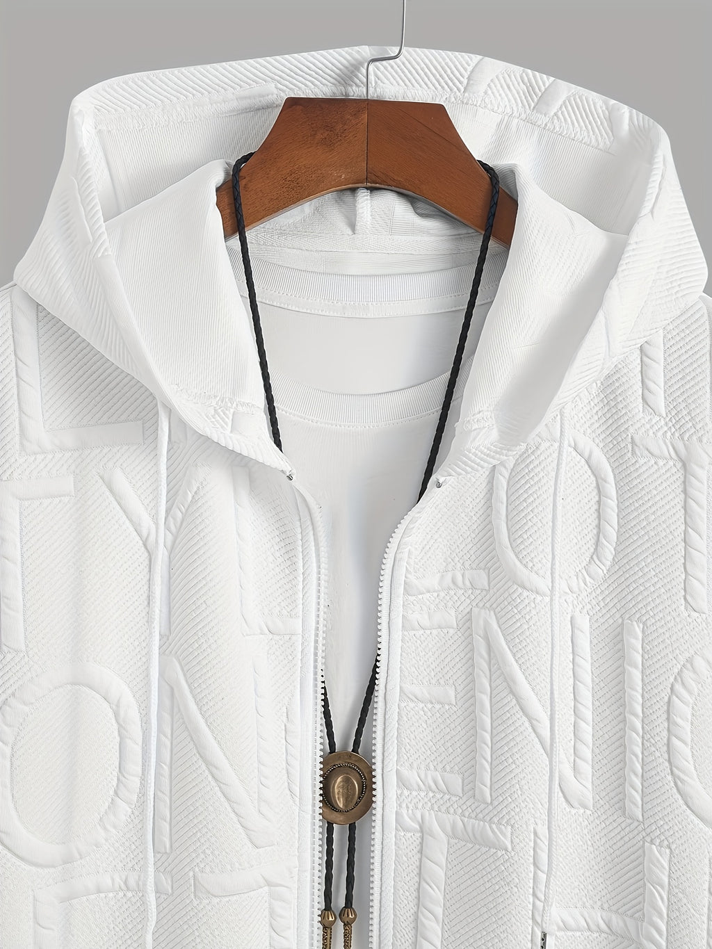 Men'S Short-Sleeved, Letter Print Hooded T-Shirt, Comfortable And Breathable with Zipper Short Sleeves, with Kangaroo Pocket Suitable for Outdoor Adventures, The Best Gift for Family - White