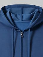 New Men'S Hoodie, Spring Autumn Fashion Casual Top Jacket, Hooded Zipper Athletic Glossy Sweatshirt - Royal Blue
