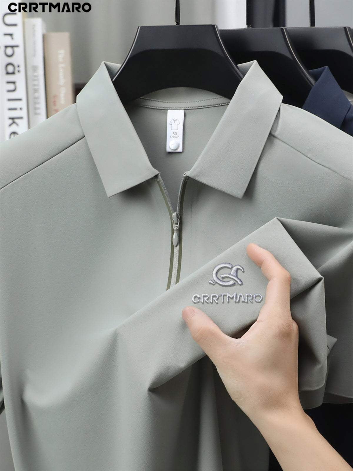 Katemar CRRTMARO New Summer Men's Short Sleeve Polo Shirt, Lapel Simple Business Casual High-End Breathable Half-Sleeve T-Shirt, Men's Apparel JX - Light Green
