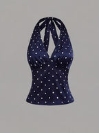 Women'S Elegant European And American Style White Polka Dot Thin Strap Cami Dress, Spring/Summer Wear - Mixed colors