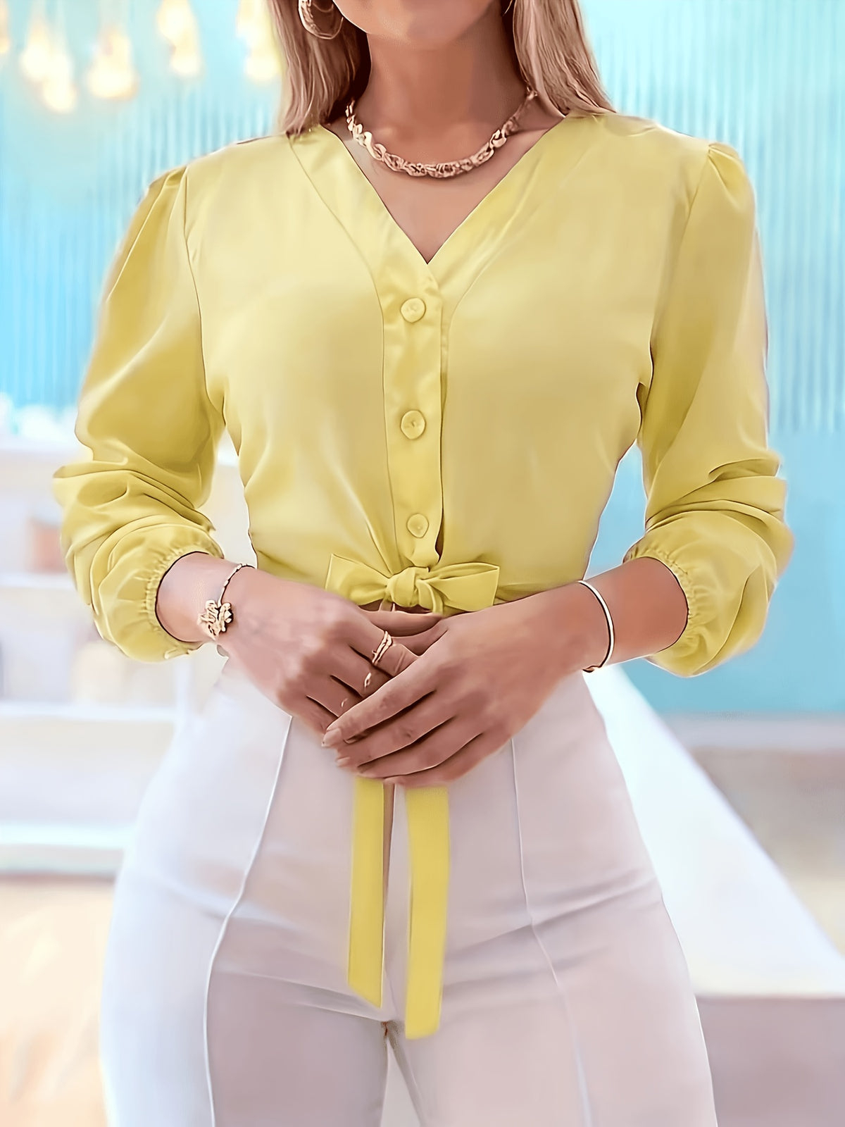 Elegant Spring and Summer Women's Beautiful Shirts - Yellow