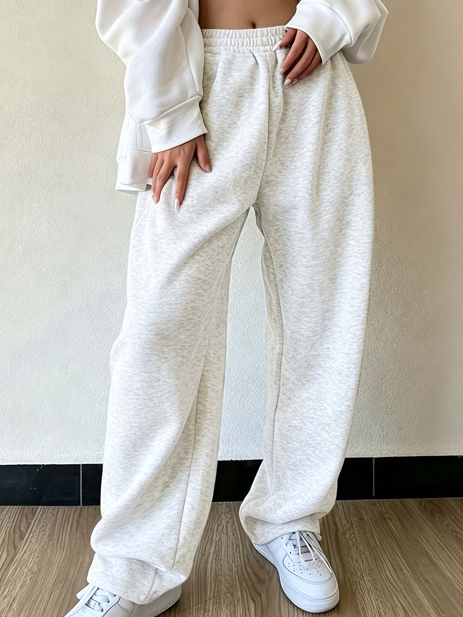 Autumn And Winter Beauty European And American Fashion Casual Trousers - White Gray