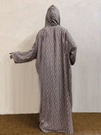 Women's Middle Eastern-Inspired Floral Print Hooded Prayer Robe - Loose Fit Lantern Sleeves with Adjustable Drawstring Hood, Machine Washable Non-Stretch Fabric for All-Season Comfort, Prayer Cloak, Middle Eastern Style, Decorative Details - Multicolor