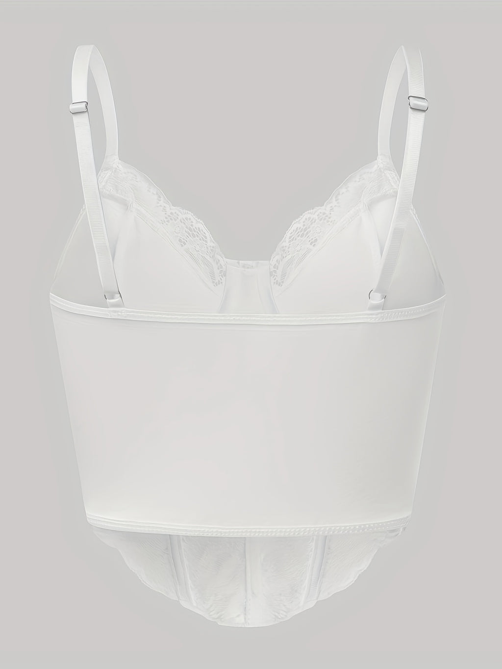 European Style Sexy Floral Lace Diamond Fishbone See-Through Women'S Corset Top - White