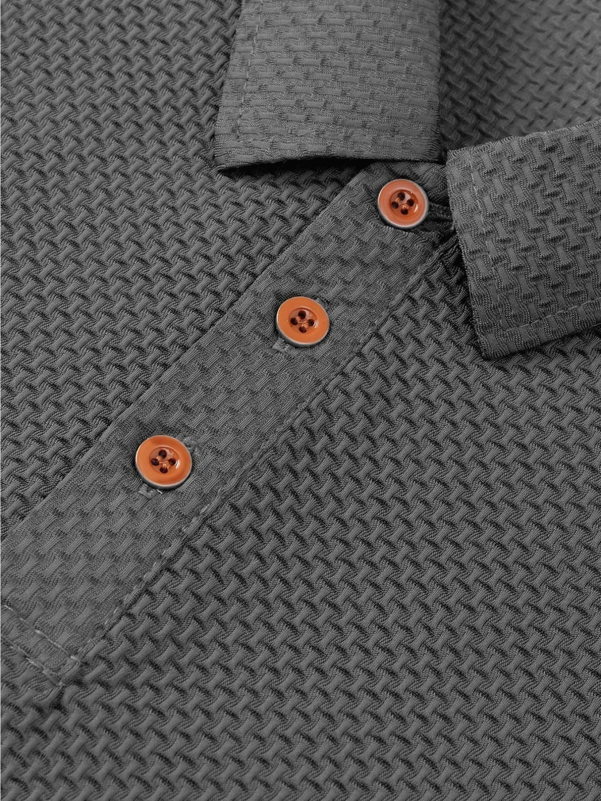 A06-4376VW Men's Popular Waffle Knit Polo Shirt, Textured Short Sleeve Casual Golf Shirt, Breathable Summer Top, Fashionable Golf T-Shirt, Suitable for Office / Vacation / Outdoor Use, Father's Day Gift - Grey