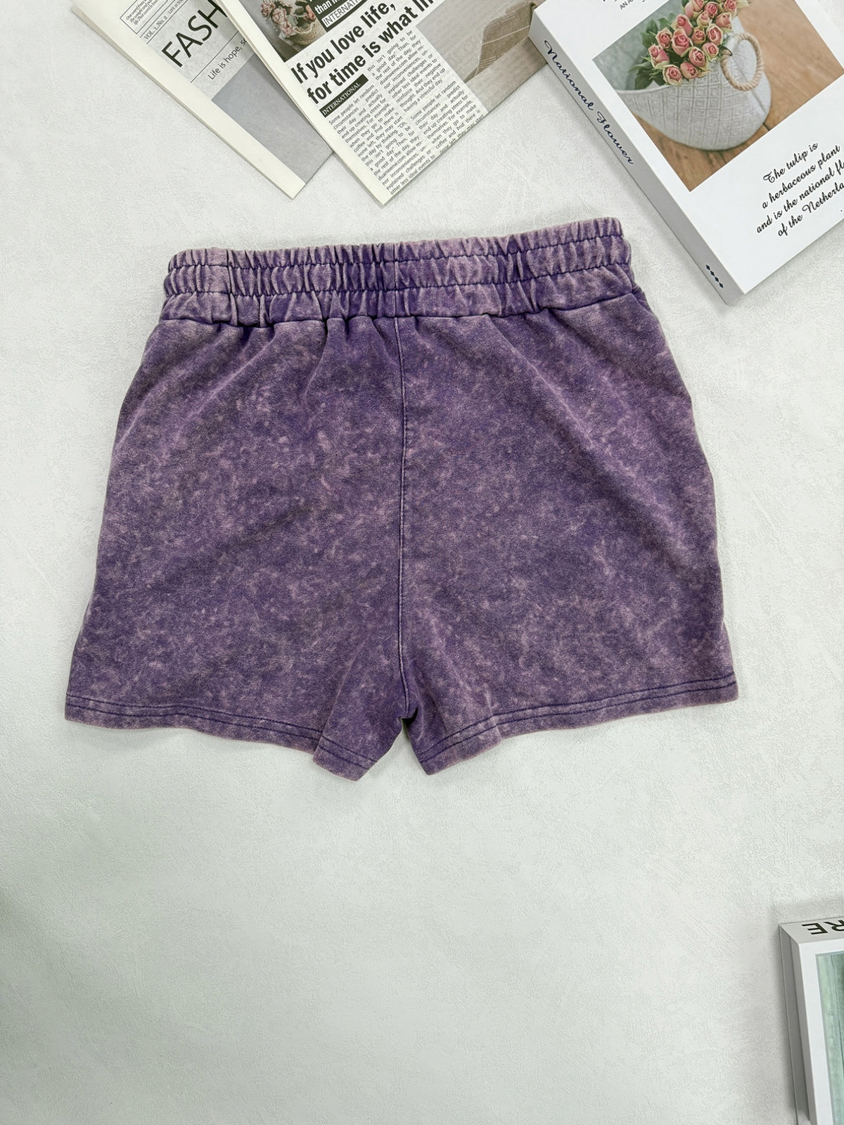 Summer Trendy Fashion Women'S Distressed Washed Shorts "BROOKLYN NEW YORK" Printed American Retro Preppy Style Comfortable for Hot Weather, with Adjustable Drawstring Waist And Pockets, Classic Silhouette, Comfortable Fit, Machine Washable Shorts - Dark Violet
