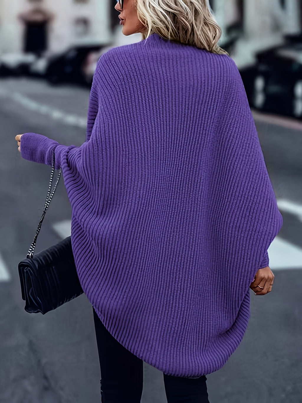 New Autumn And Winter Collection of Popular Casual Fashion Loose And Easy Versatile Elegant Retro Long-Sleeve Shawl Women'S Cardigan Top - Royal Blue