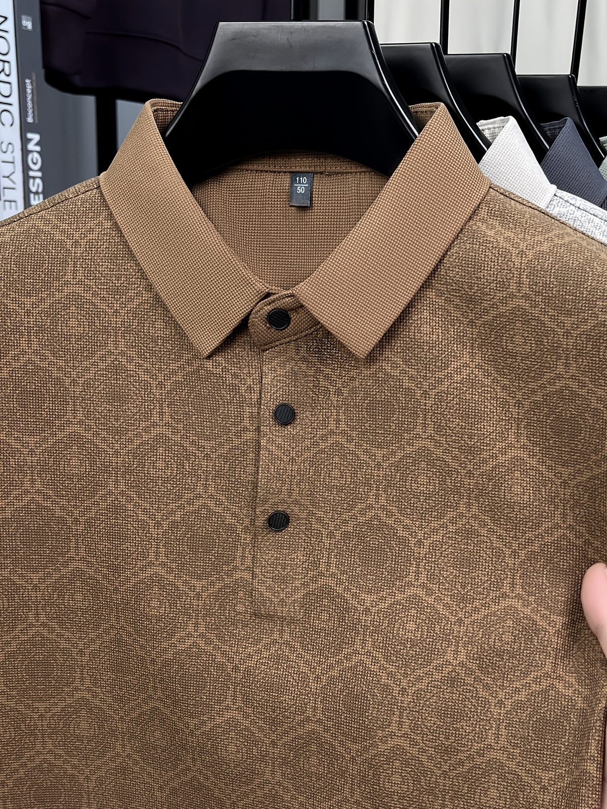 Summer Short Sleeve Men'S Print T-Shirt, Basic Style Versatile Commuter Top, Casual Men'S Athletic Wear, Golf Tennis Training Outfit, Men'S Office Commute Attire, Middle-Aged Men'S Outdoor Clothing - Light Brown-1