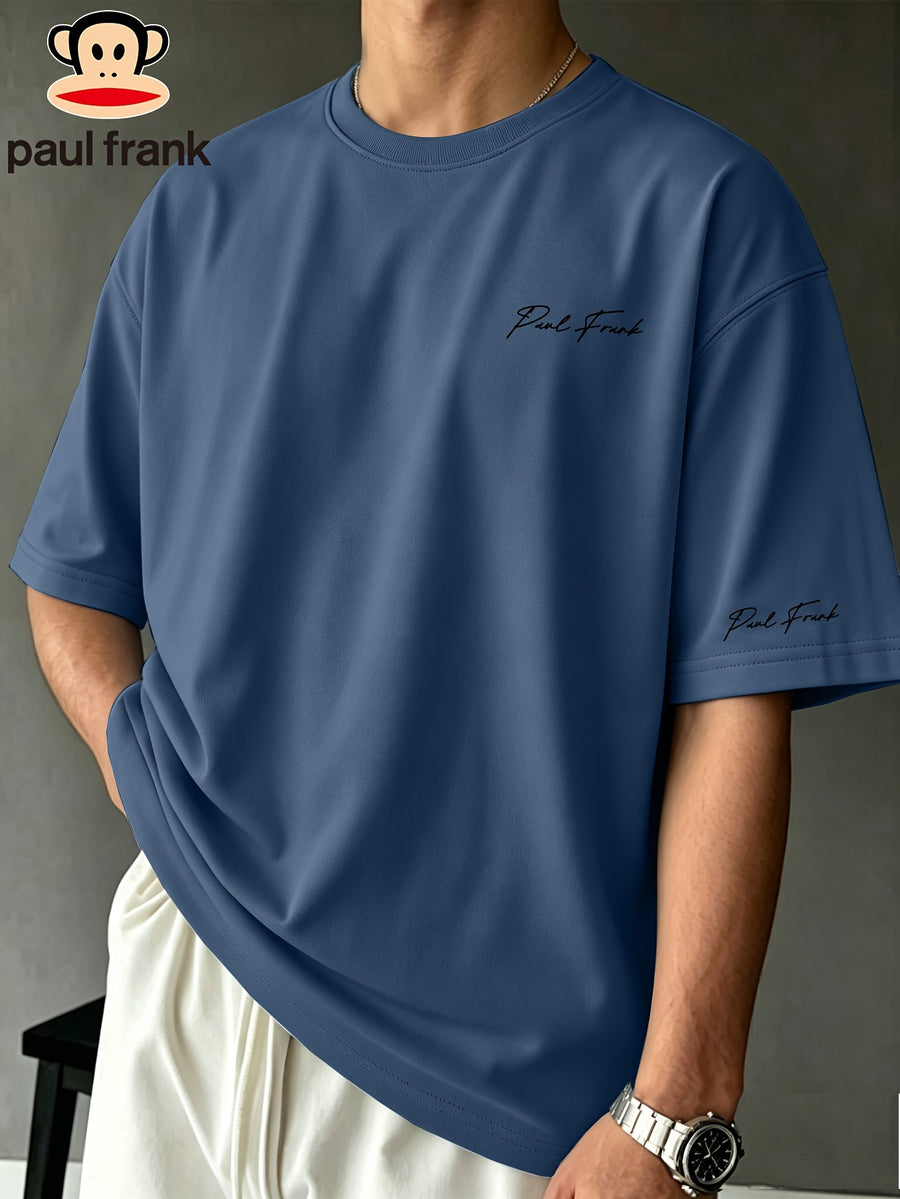 Paul Frank Summer Men's Pure Cotton Street Style Refreshing Pullover Short-Sleeve T-Shirt - Haze Blue