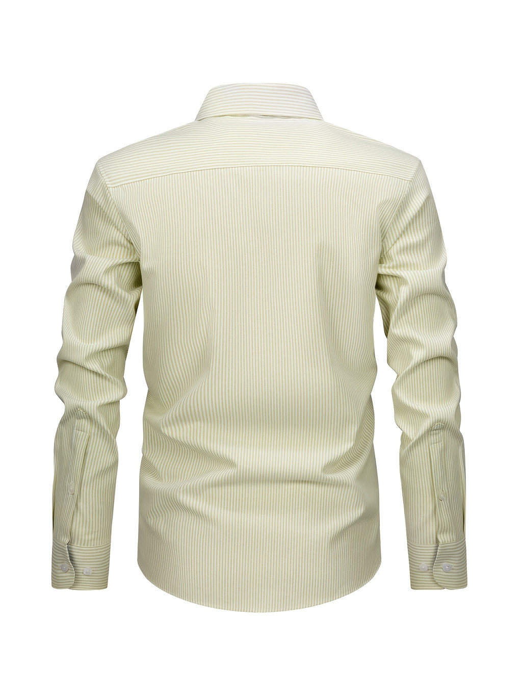New Cotton Oxford Shirt for Men, Casual Fashion Long Sleeve with Collar and Cuff Patchwork Design, Comfortable and Fitted Business Loose Shirt, Button-Up Striped Dress Shirt, Long Sleeve Collared Striped Dress Shirt for Office Work, Fine Stripe Shirt - Champagne base with white stripes