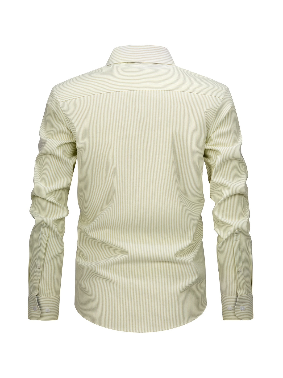 New Cotton Oxford Shirt for Men, Casual Fashion Long Sleeve with Collar and Cuff Patchwork Design, Comfortable and Fitted Business Loose Shirt, Button-Up Striped Dress Shirt, Long Sleeve Collared Striped Dress Shirt for Office Work, Fine Stripe Shirt - Champagne base with white stripes