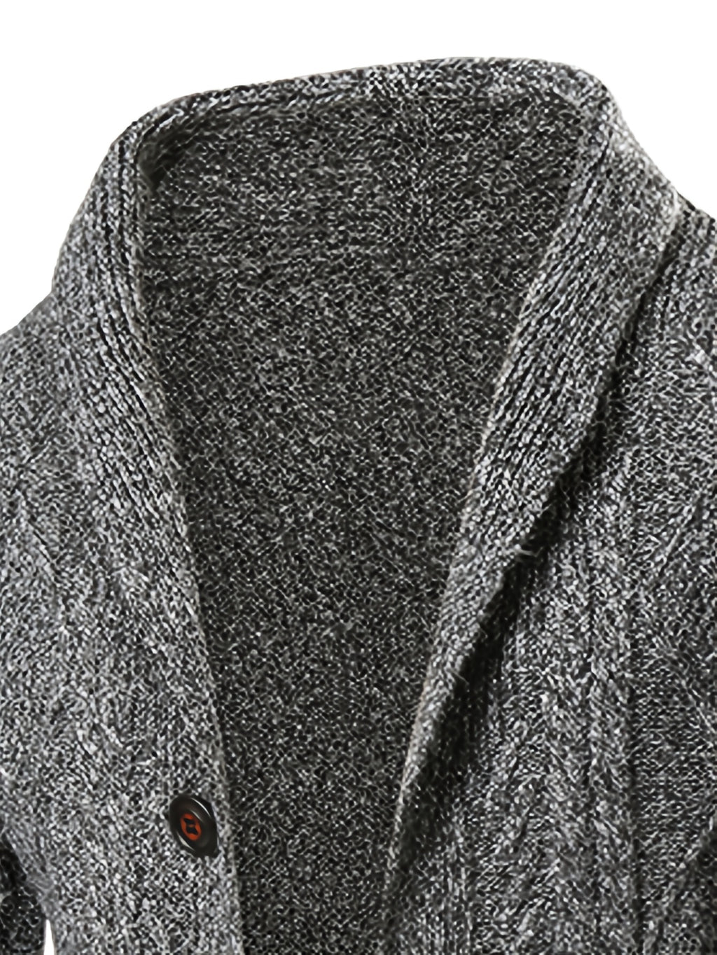 Men'S New Autumn Winter Solid Color Single-Breasted Twisted Flower V-Neck Cardigan, Fashionable, Casual, Versatile, Skin-Friendly, Comfortable, Smooth, Trendy, Slim Fit, Long Sleeved, Warm, Durable, Sporty And Energetic Knitted Jacket - Dark Gray