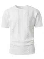 KJ-T037 Men'S Round Neck Jacquard Textured Tactile Pocket Short Sleeve Top T-Shirt Casual Men'S T-Shirt - White