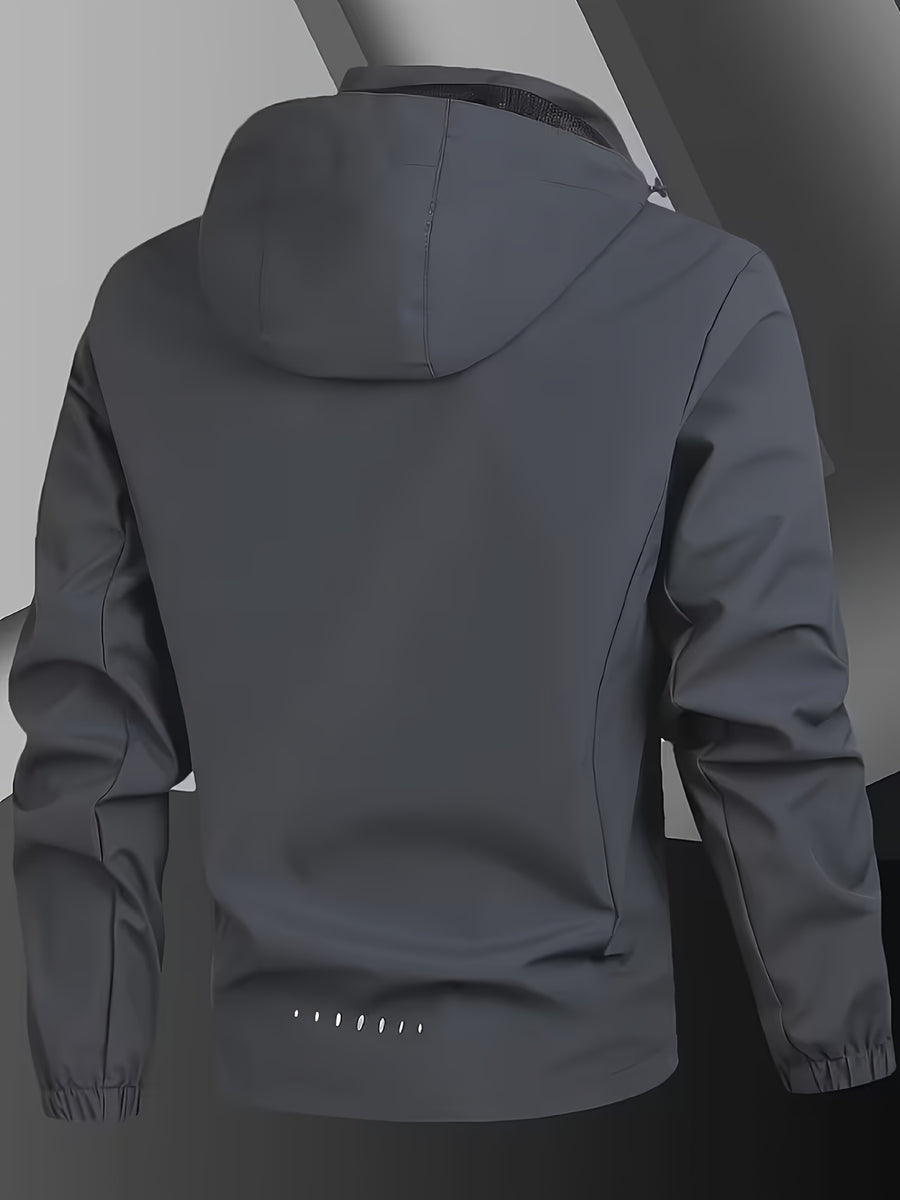 Spring and Autumn Outdoor Adventure Men's Windproof Sportswear, Wear-Resistant Wind-Resistant Jacket, Urban Cycling, Mountain Climbing, Hiking Zipper Outerwear Winter Clothes for Men - Grey
