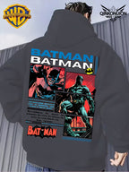 Warner Official Men'S Retro Comic Style Batman Hot-Blooded Trendy Printed Drawstring Hoodie, Warm And Machine Washable for Autumn And Winter, Multifunctional Street Sports And Leisure Loose Edition - Dark Gray