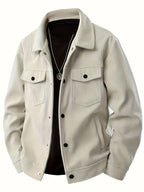 Joshmei OBM Spring/Autumn New Lightweight Men's Solid Color Fashion Multi-Pocket Button-Up Jacket Outerwear - Khaki