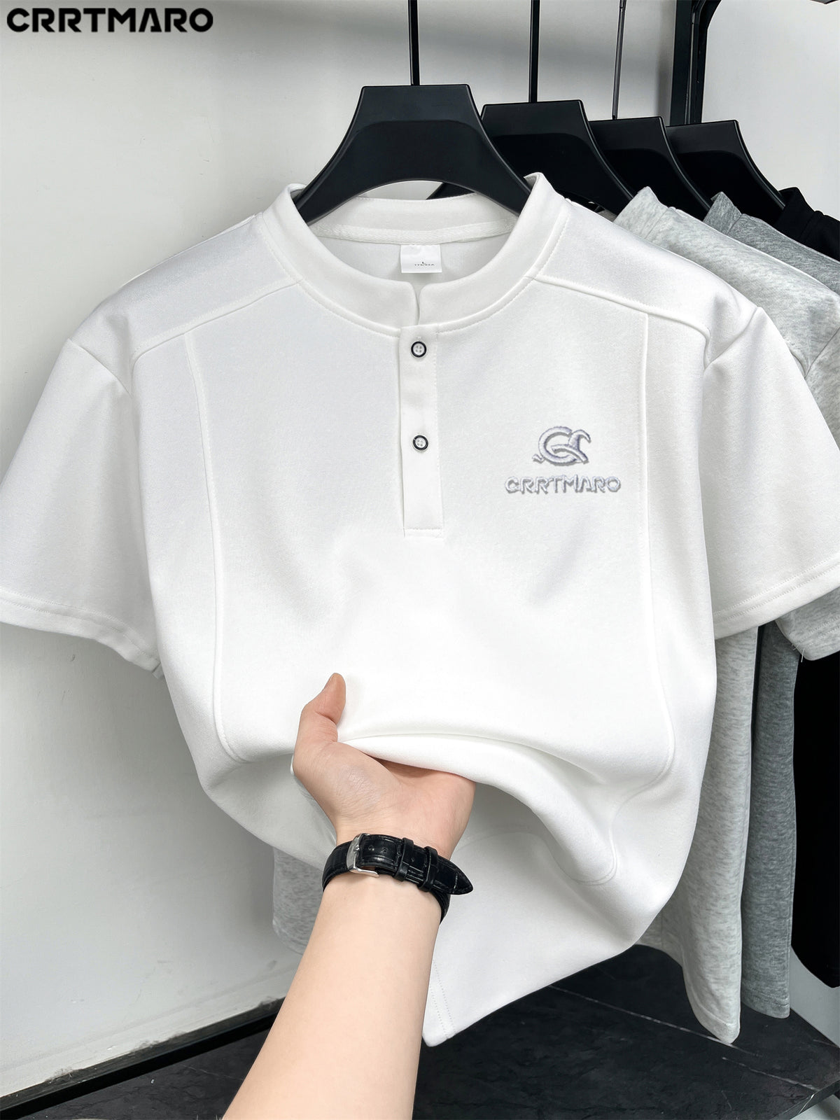 Carterma CRRTMARO Men's Classic Short Sleeve Polo Collar Solid Color Casual T-Shirt, Outdoor Casual Men's Apparel, Yimai - White