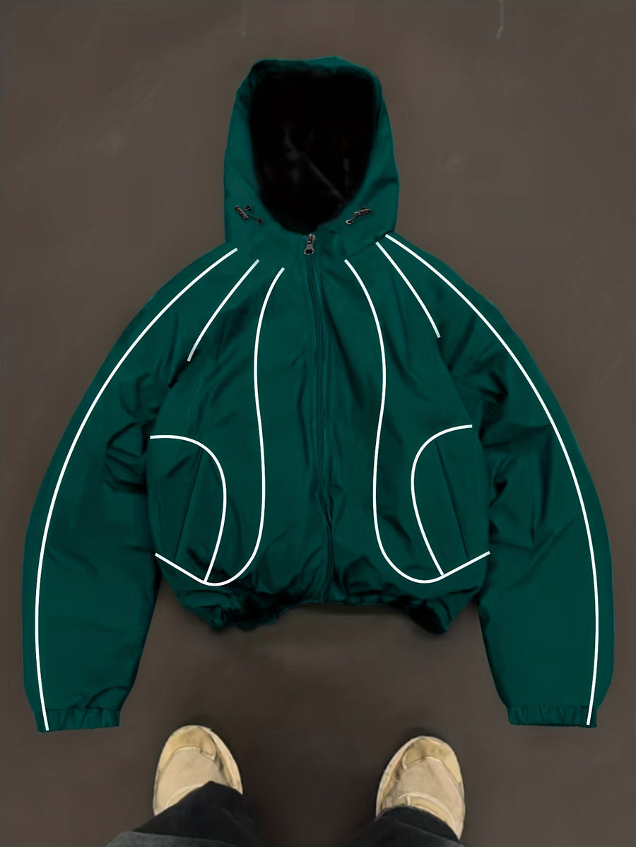 Men's Lightweight Hooded Zip-Up Jacket with White Drawstrings, Thin Style, Suitable for All Seasons, JK5689 - Green
