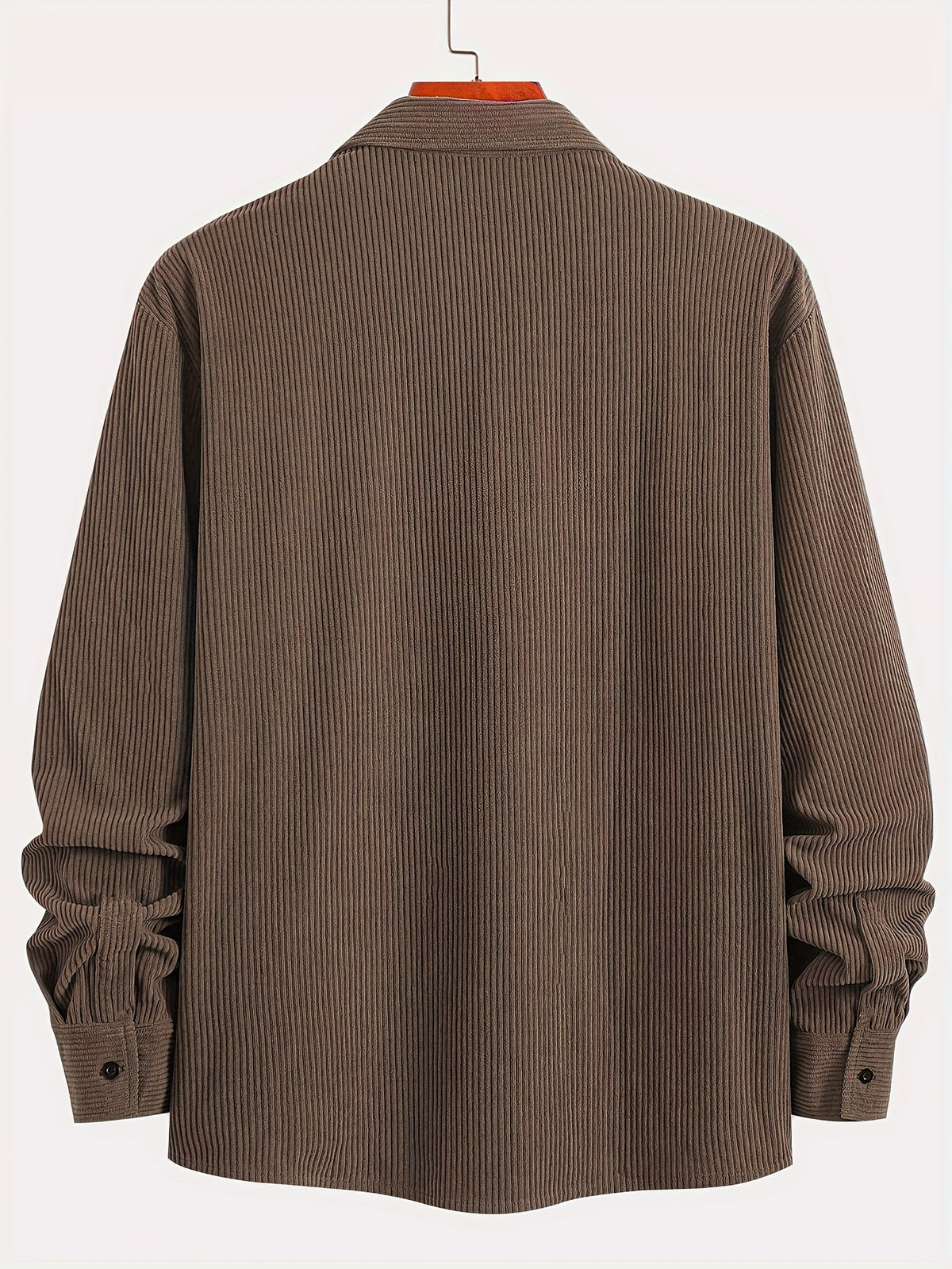 Men's Corduroy Shirt - American Retro Solid Color Long Sleeve Shirt for Men, Casual Wrinkle-Resistant Non-Iron Corduroy Shirt with Two Pockets, Trendy Versatile Corduroy Jacket for Sports, Outdoor, and Daily Wear. - Coffee Color