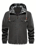 US Size Men'S Outdoor Hooded Jacket - Black