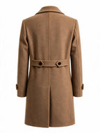 Men'S Long Double-Breasted Coat, Autumn Winter Business Casual Jacket, Large Lapel Black Commuter Trench Coat Men'S Clothing - Khaki